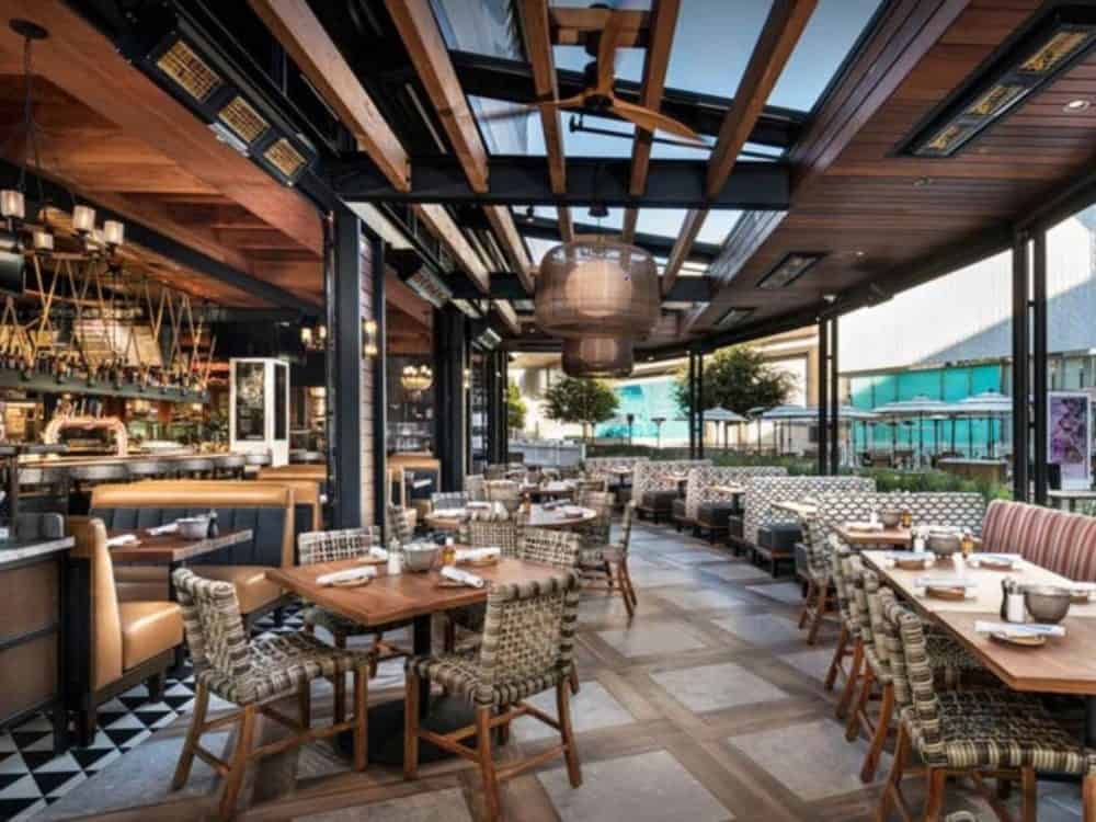 Ceiling mounted Solaira Heaters in King's Seafood San Jose CA