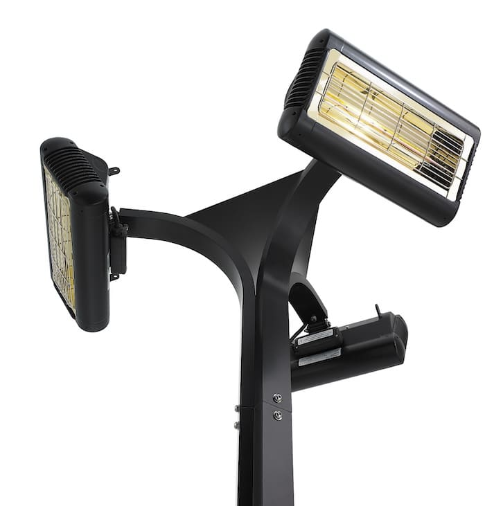 Close-up of the Solaira Malibu Post-Mounted Heater