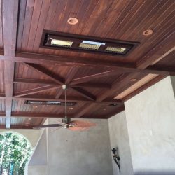 Custom colored Solaira ICR H3 heaters on residential patio, Beverly Hills, CA