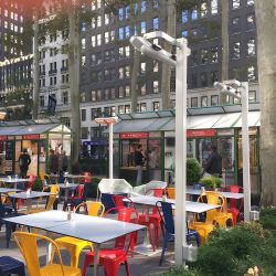 A view of Bryant Park NYC shown with Solaira Alpha H2 post mounted heaters