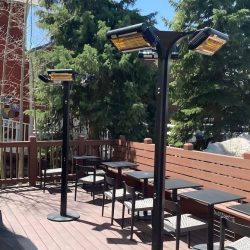 Solaira Malibu Post-Mount Heater on a Residential deck