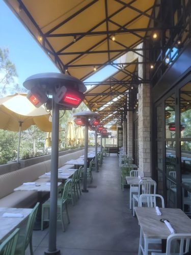 Solaira Malibu 360 degree post-mounted heating at True Foods Restaurant, La Jolla, CA